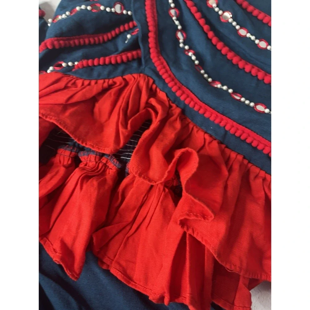 Little Muffet Girls‎ Two Piece Outfit Flowy Dance Event Navy Red Sz 8-9 Boutique